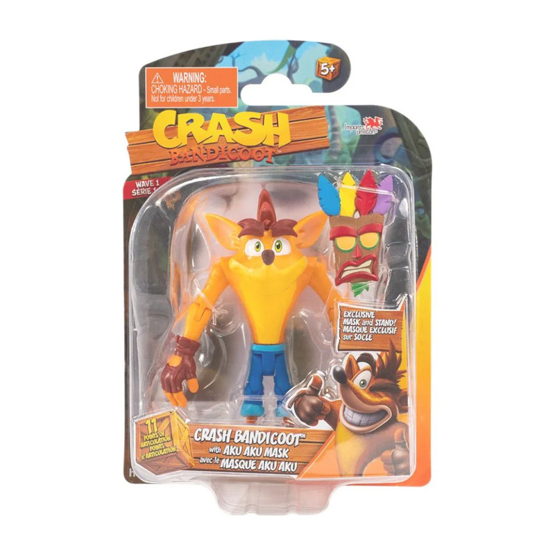 Crash Bandicoot Action Figure - Crash Bandicoot With Aku Aku Mask - لعبة
